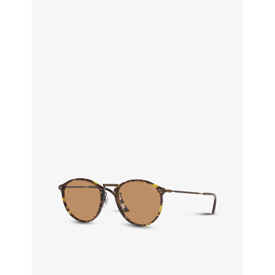 Shop Giorgio Armani Women's Brown Ar318sm Round-frame Acetate And Metal Sunglasses