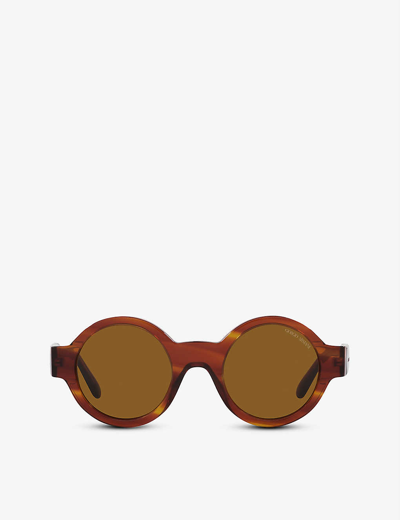 Shop Giorgio Armani Women's Brown Ar903m Round Acetate Sunglasses