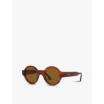 Shop Giorgio Armani Women's Brown Ar903m Round Acetate Sunglasses