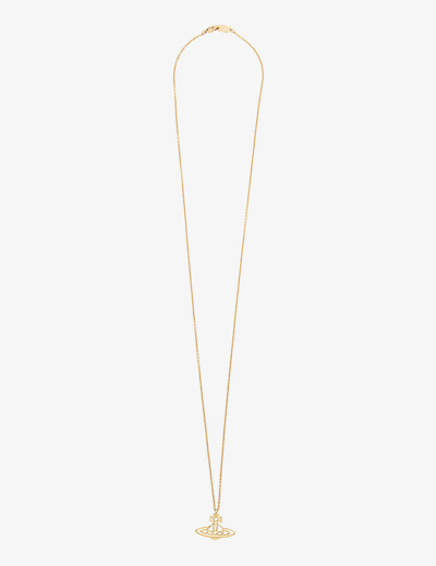 Shop Vivienne Westwood Men's Gold Thin Lines Flat Orb Gold-toned Brass Necklace