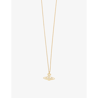 Shop Vivienne Westwood Men's Gold Thin Lines Flat Orb Gold-toned Brass Necklace