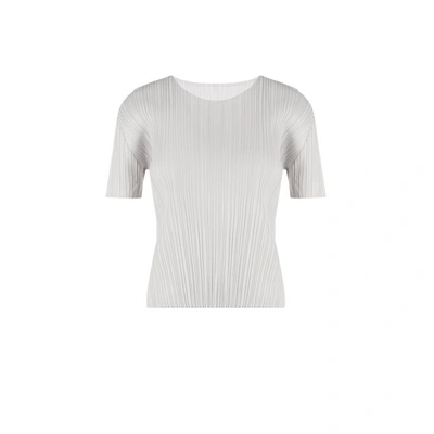 Shop Issey Miyake Pleated Short-sleeve T-shirt In Grey