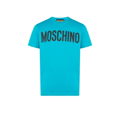 Shop Moschino Logo Cotton T-shirt In Green