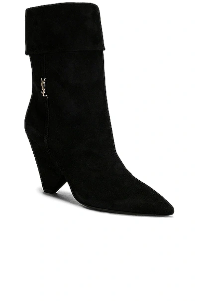 Saint Laurent Suede Niki Ankle Boots 85 In Nero