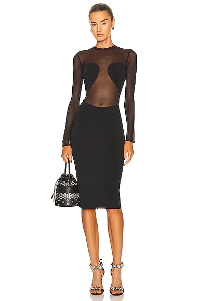 Shop Alaïa Bodysheer Dress In Noir