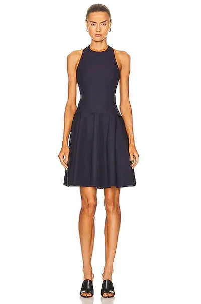 Alaïa Pleated Mini Dress In Marine