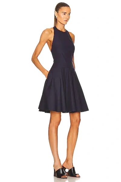 Alaïa Pleated Mini Dress In Marine