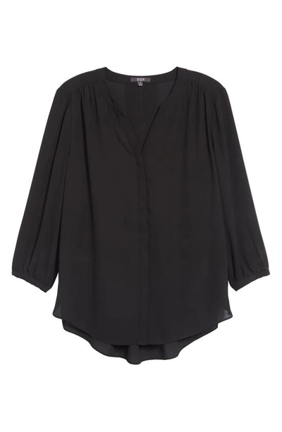 Shop Nydj High/low Crepe Blouse In Black