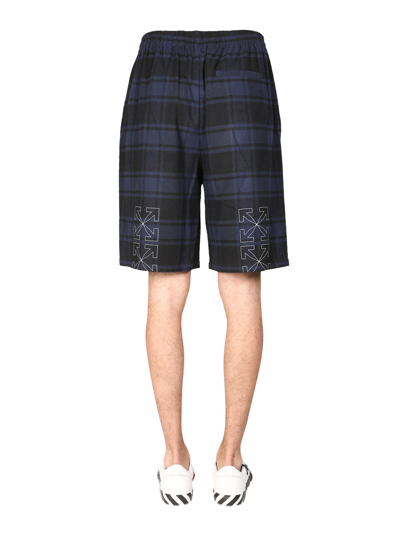 Shop Off-white Shorts With Front Logo Print In Blu