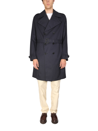 Shop Mackintosh Trench Coat St Andrews In Blu