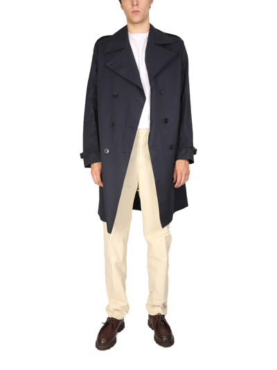 Shop Mackintosh Trench Coat St Andrews In Blu