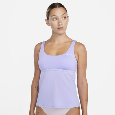 Shop Nike Women's Tankini Swimsuit Top In Purple