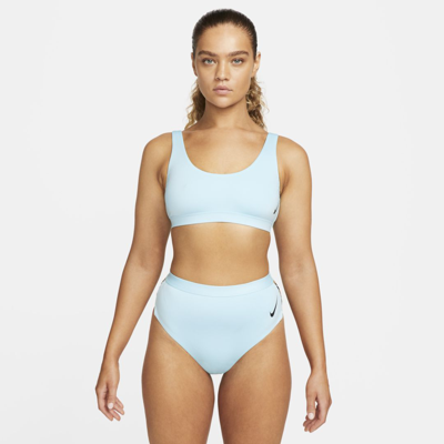Shop Nike Women's Sneakerkini Scoop Neck Bikini Top In Blue