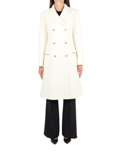 Elisabetta Franchi Double-breasted Virgin Wool-blend Coat In White |  ModeSens