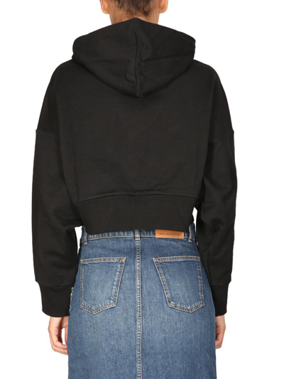 Stella Mccartney Ladies Black Tiger-print Cropped Hoodie In Black