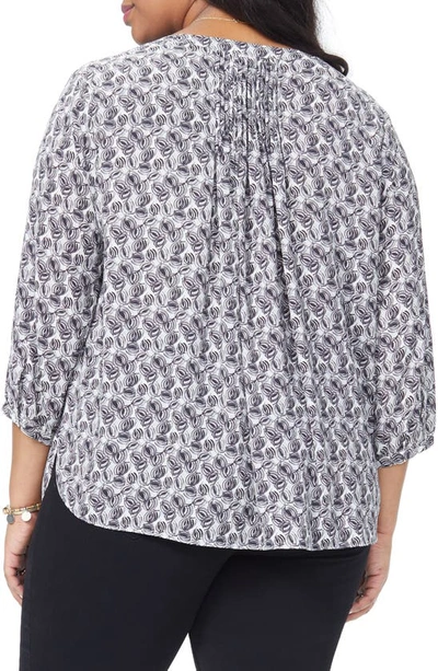 Shop Nydj Semisheer Pintuck Blouse In Clambake Black