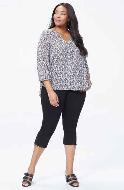 Shop Nydj Semisheer Pintuck Blouse In Clambake Black