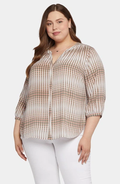 Shop Nydj Semisheer Pintuck Blouse In Desert Oracle