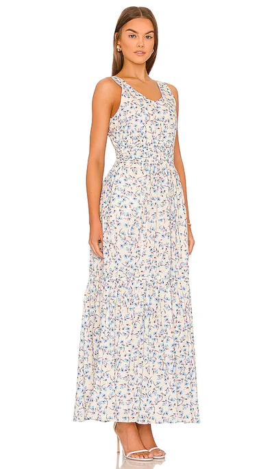 Shop Something Navy Floral Tiered Maxi Dress In Blue