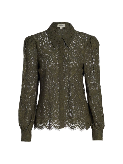 Shop L Agence Women's Jenica Lace Blouse In Army