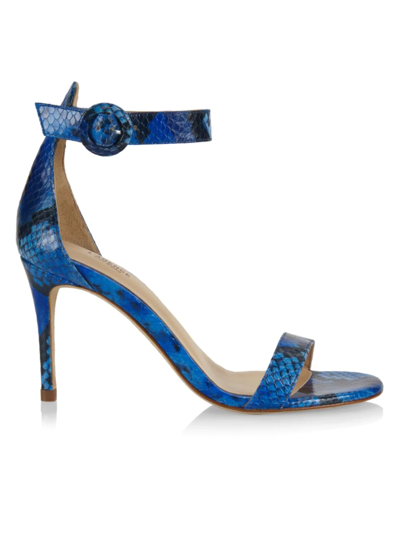 Shop L Agence Women's Gisele Metallic Snake-embossed Leather Sandals In Bluesnake