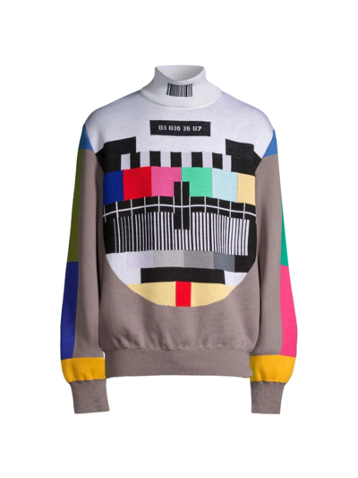 Shop Vtmnts Men's Colorblocked Tv Turtleneck Sweater In Multicolour