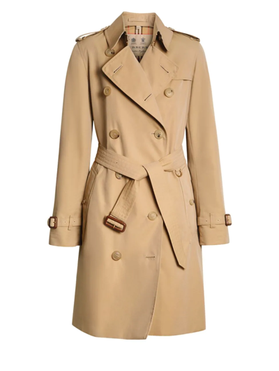 Shop Burberry Women's Kensington Belted Double-breasted Coat In Honey