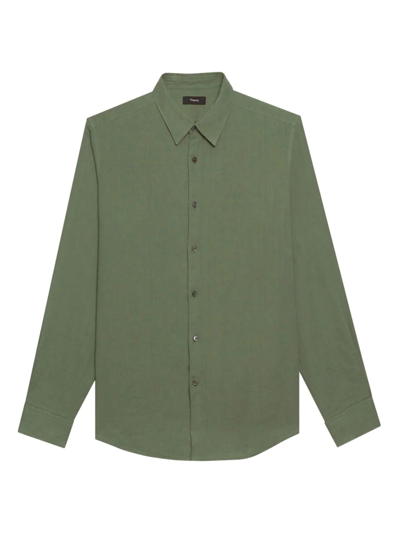 Shop Theory Men's Irving Linen Shirt In Balsam Green