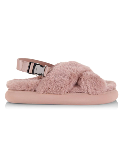 Shop Moncler Women's Solarisse Faux Fur Slingback Sandals In Pink