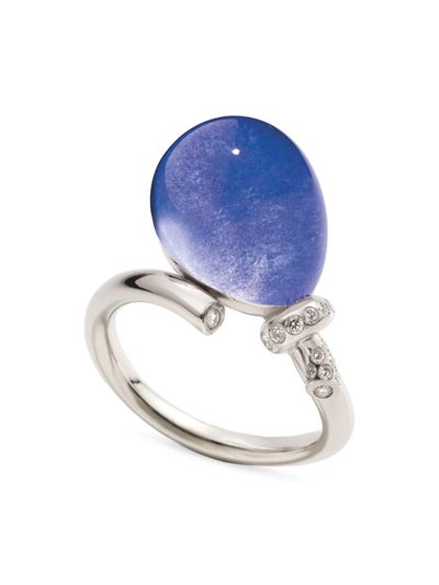 Shop Vhernier Women's Palloncino 18k White Gold, Rock Crystal, & Multi-gemstone Ring In Lapis