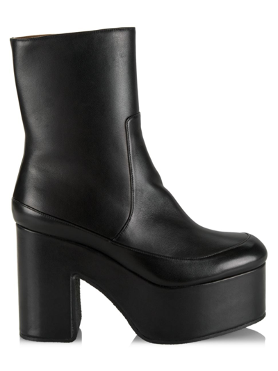 Shop Dries Van Noten Women's Platform Leather Booties In Black