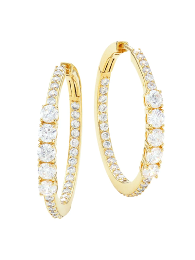 Shop Adriana Orsini Women's Loveall 18k-gold-plated & Cubic Zirconia Medium Hoop Earrings