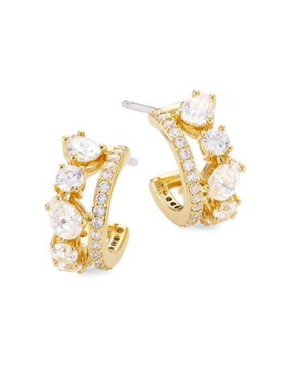 Shop Adriana Orsini Women's Loveall 18k Gold-plated Cubic Zirconia Double Mini Hoop Earrings