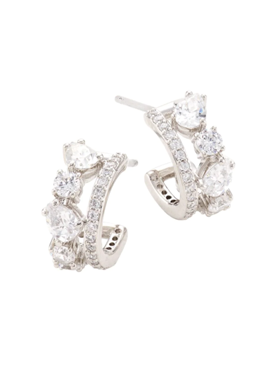 Shop Adriana Orsini Women's Loveall Sterling Silver & Cubic Zirconia Huggie Hoop Earrings