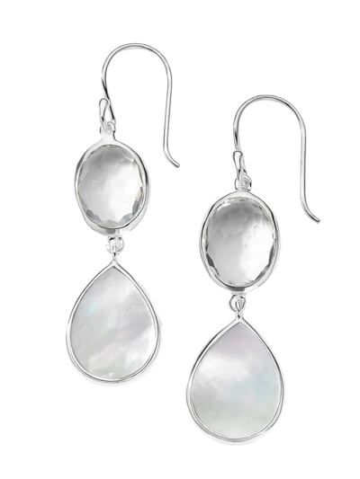 Shop Ippolita Women's Snowman Sterling Silver, Rock Crystal, & Mother-of-pearl Double-drop Earrings