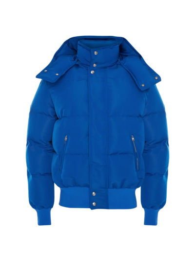 Shop Alexander Mcqueen Men's Removable Hood Puffer Jacket In Dusty Blue