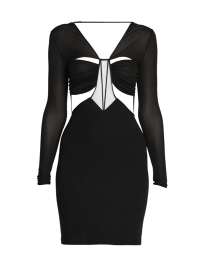 Shop Nensi Dojaka Women's Long-sleeve Open-back Minidress In Black