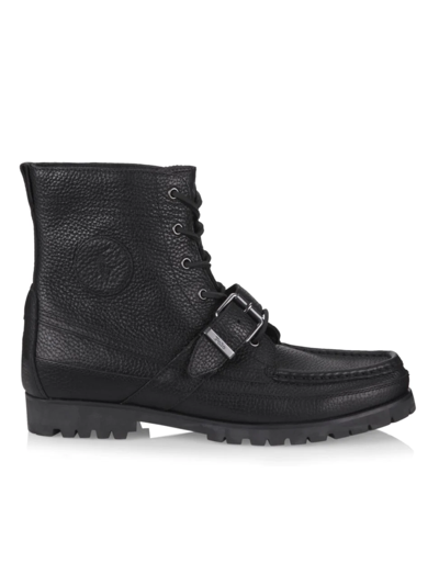 Shop Polo Ralph Lauren Men's Ranger Tumbled Leather Boots In Black