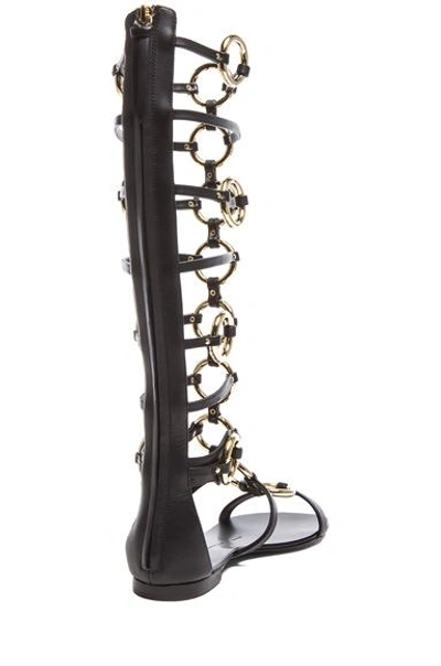 Shop Giuseppe Zanotti Chained Leather Gladiator Sandals In Black