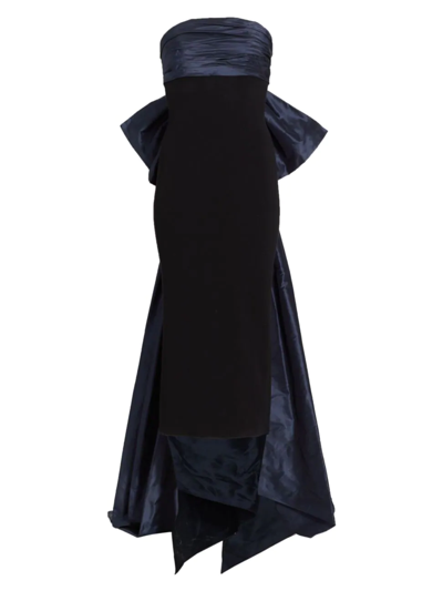 Shop Oscar De La Renta Women's Strapless Taffeta Bow Gown In Navy Black