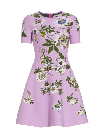 Shop Oscar De La Renta Women's Jacquard-knit Passionflower Dress In Lavender Multi