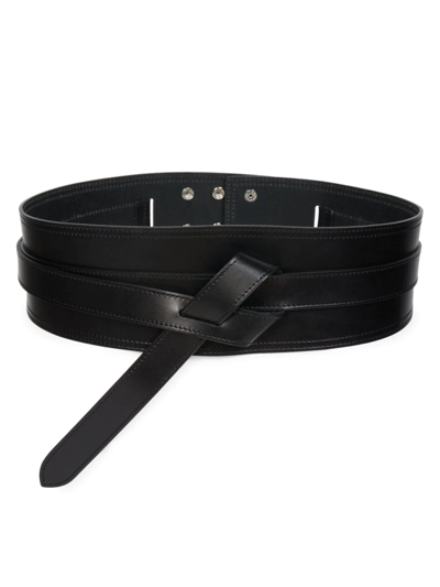 Shop Isabel Marant Women's Moshy Leather Waist Belt In Black