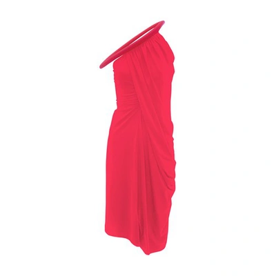 Shop Jw Anderson One Shoulder Gathered Dress In Raspberry