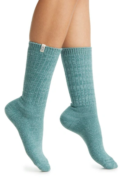Shop Ugg Ribbed Crew Socks In Mallard / Trellis