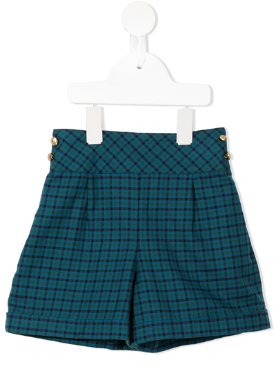 Shop Familiar Check High-waisted Shorts In Blue