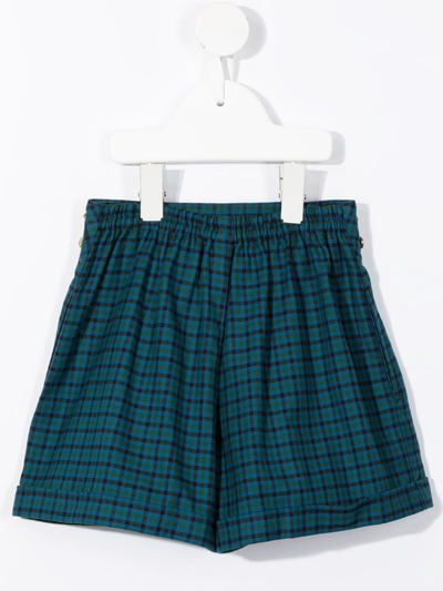 Familiar Check High-waisted Shorts In Blue