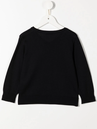Familiar Ribbed-knit V-neck Sweater In Black
