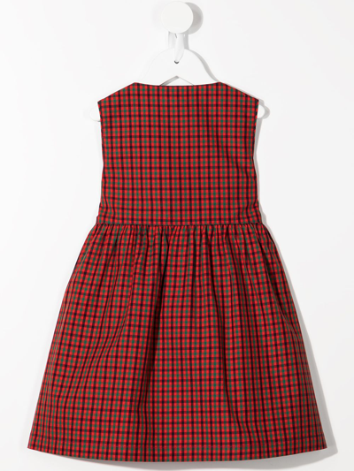 Shop Familiar Sleeveless Check-print Dress In Red