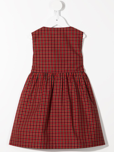 Familiar Sleeveless Check-print Dress In Red