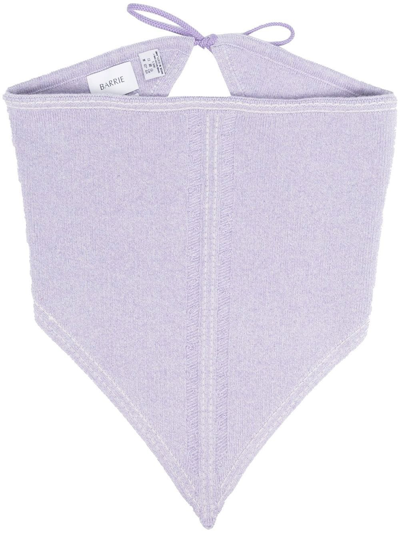 Shop Barrie Contrast-stitching Knitted Scarf In Purple